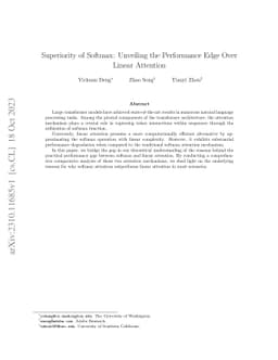 Superiority of Softmax: Unveiling the Performance Edge Over Linear
  Attention