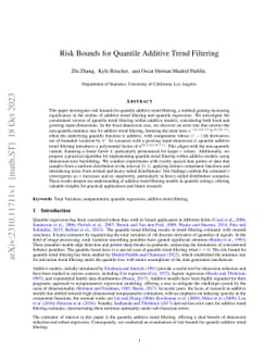 Risk Bounds for Quantile Additive Trend Filtering