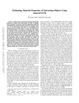Estimating Material Properties of Interacting Objects Using Sum-GP-UCB