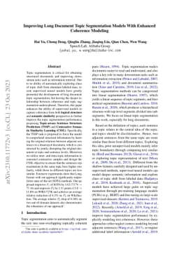 Improving Long Document Topic Segmentation Models With Enhanced
  Coherence Modeling