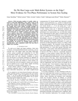 Do We Run Large-scale Multi-Robot Systems on the Edge? More Evidence for
  Two-Phase Performance in System Size Scaling