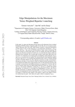 Edge Manipulations for the Maximum Vertex-Weighted Bipartite b-matching