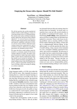 Emptying the Ocean with a Spoon: Should We Edit Models?