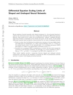 Differential Equation Scaling Limits of Shaped and Unshaped Neural
  Networks