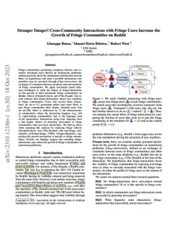 Stranger Danger! Cross-Community Interactions with Fringe Users Increase
  the Growth of Fringe Communities on Reddit