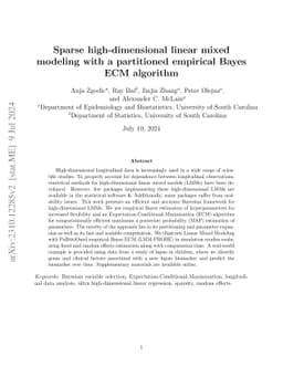 Sparse high-dimensional linear mixed modeling with a partitioned
  empirical Bayes ECM algorithm