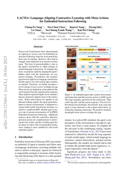 LACMA: Language-Aligning Contrastive Learning with Meta-Actions for
  Embodied Instruction Following