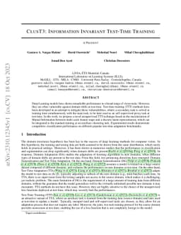 ClusT3: Information Invariant Test-Time Training