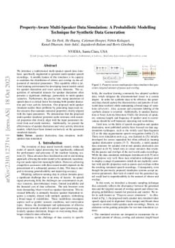 Property-Aware Multi-Speaker Data Simulation: A Probabilistic Modelling
  Technique for Synthetic Data Generation