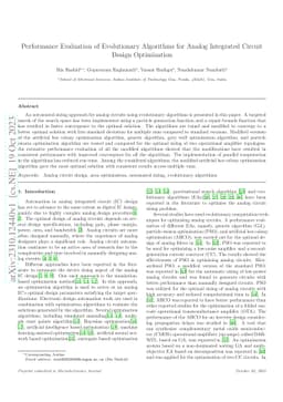 Performance Evaluation of Evolutionary Algorithms for Analog Integrated
  Circuit Design Optimisation