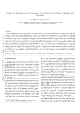 Testing the Consistency of Performance Scores Reported for Binary
  Classification Problems