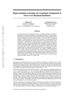 Representation Learning via Consistent Assignment of Views over Random
  Partitions