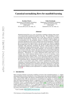 Canonical normalizing flows for manifold learning