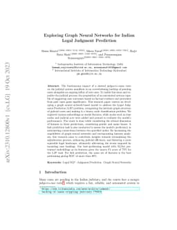 Exploring Graph Neural Networks for Indian Legal Judgment Prediction