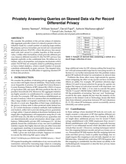 Privately Answering Queries on Skewed Data via Per Record Differential
  Privacy