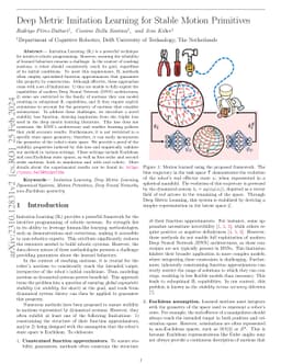 Deep Metric Imitation Learning for Stable Motion Primitives