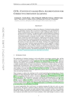 CCIL: Continuity-based Data Augmentation for Corrective Imitation
  Learning