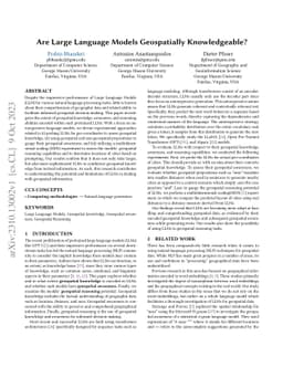 Are Large Language Models Geospatially Knowledgeable?