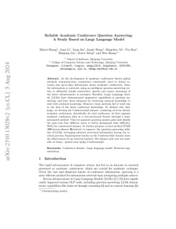 Reliable Academic Conference Question Answering: A Study Based on Large
  Language Model