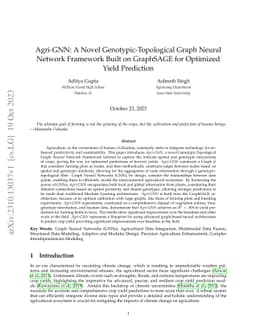 Agri-GNN: A Novel Genotypic-Topological Graph Neural Network Framework
  Built on GraphSAGE for Optimized Yield Prediction