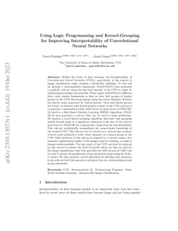 Using Logic Programming and Kernel-Grouping for Improving
  Interpretability of Convolutional Neural Networks