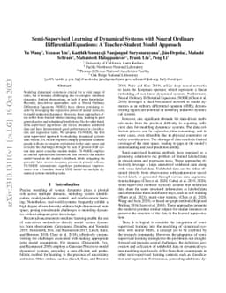Semi-Supervised Learning of Dynamical Systems with Neural Ordinary
  Differential Equations: A Teacher-Student Model Approach