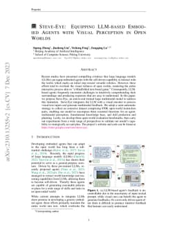 Steve-Eye: Equipping LLM-based Embodied Agents with Visual Perception in
  Open Worlds