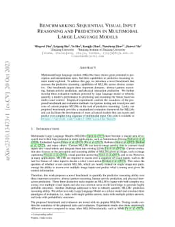 Benchmarking Sequential Visual Input Reasoning and Prediction in
  Multimodal Large Language Models