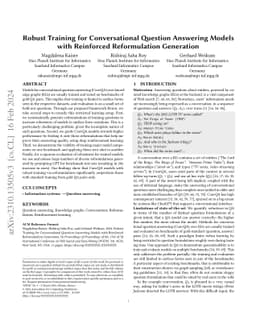 Robust Training for Conversational Question Answering Models with
  Reinforced Reformulation Generation