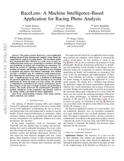 RaceLens: A Machine Intelligence-Based Application for Racing Photo
  Analysis
