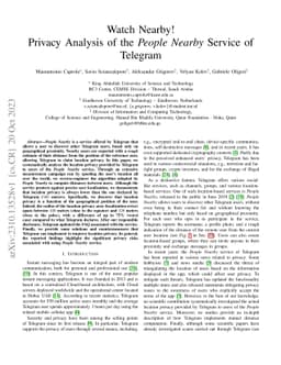 Watch Nearby! Privacy Analysis of the People Nearby Service of Telegram