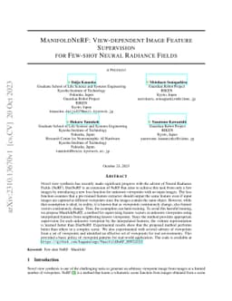 ManifoldNeRF: View-dependent Image Feature Supervision for Few-shot
  Neural Radiance Fields
