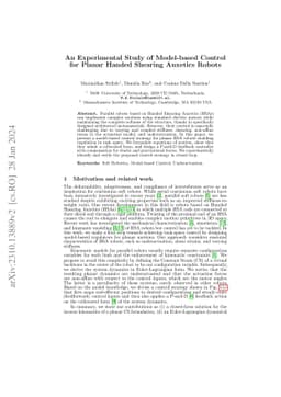 An Experimental Study of Model-based Control for Planar Handed Shearing
  Auxetics Robots