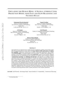 Emulating the Human Mind: A Neural-symbolic Link Prediction Model with
  Fast and Slow Reasoning and Filtered Rules