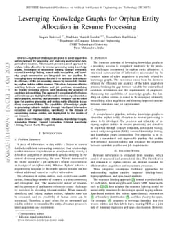Leveraging Knowledge Graphs for Orphan Entity Allocation in Resume
  Processing