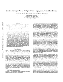 Sentiment Analysis Across Multiple African Languages: A Current
  Benchmark