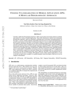 Finding Vulnerabilities in Mobile Application APIs: A Modular
  Programmatic Approach