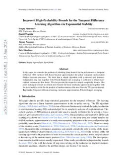 Improved High-Probability Bounds for the Temporal Difference Learning
  Algorithm via Exponential Stability