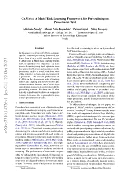 CLMSM: A Multi-Task Learning Framework for Pre-training on Procedural
  Text