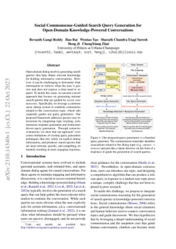 Social Commonsense-Guided Search Query Generation for Open-Domain
  Knowledge-Powered Conversations