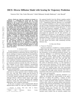 DICE: Diverse Diffusion Model with Scoring for Trajectory Prediction