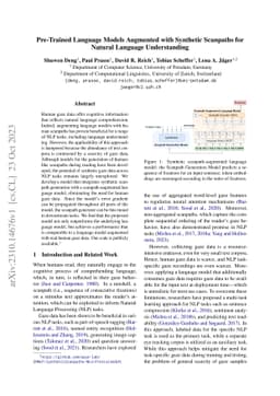 Pre-Trained Language Models Augmented with Synthetic Scanpaths for
  Natural Language Understanding