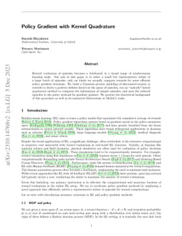 Policy Gradient with Kernel Quadrature
