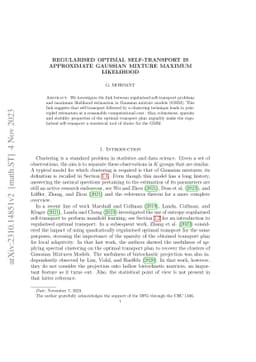 Regularised optimal self-transport is approximate Gaussian mixture
  maximum likelihood