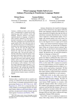 When Language Models Fall in Love: Animacy Processing in Transformer
  Language Models