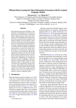 Efficient Data Learning for Open Information Extraction with Pre-trained
  Language Models