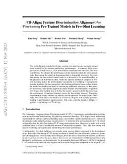 FD-Align: Feature Discrimination Alignment for Fine-tuning Pre-Trained
  Models in Few-Shot Learning