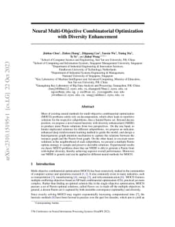 Neural Multi-Objective Combinatorial Optimization with Diversity
  Enhancement