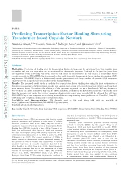 Predicting Transcription Factor Binding Sites using Transformer based
  Capsule Network