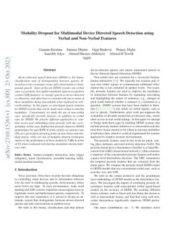 Modality Dropout for Multimodal Device Directed Speech Detection using
  Verbal and Non-Verbal Features